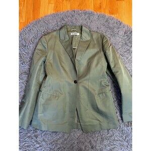Jil Sander Sage Green Cotton Silk Blazer Size S
